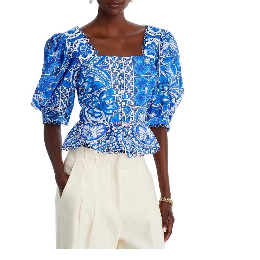 FARM Rio Tile Dream Short-Sleeve Blouse